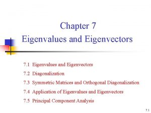 Chapter 7 Eigenvalues and Eigenvectors 7 1 Eigenvalues