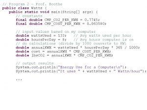 Program 2 Prof Boothe public class Watts public