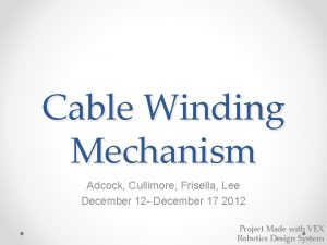 Cable Winding Mechanism Adcock Cullimore Frisella Lee December