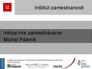 Intitt zamestnanosti Inkluzvne zamestnvanie Michal Plenk Projekt Verejn