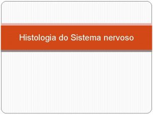 Histologia do Sistema nervoso Funo do Sistema Nervoso
