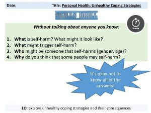 Date Title Personal Health Unhealthy Coping Strategies Without