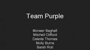 Team Purple Moneer Saghafi Mitchell Clifford Dakota Thomas