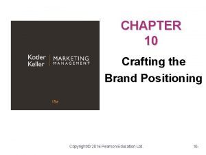 CHAPTER 10 Crafting the Brand Positioning Copyright 2016