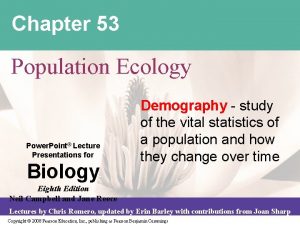 Chapter 53 Population Ecology Power Point Lecture Presentations