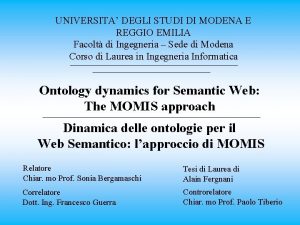 UNIVERSITA DEGLI STUDI DI MODENA E REGGIO EMILIA