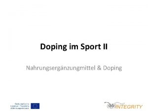 Doping im Sport II Nahrungsergnzungmittel Doping Nahrungsergnzungsmittel NEM