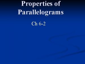Properties of Parallelograms Ch 6 2 Parallelogram or