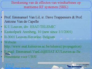 Berekening van de effecten van windturbines op maritieme