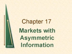 Chapter 17 Markets with Asymmetric Information Introduction n