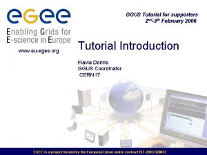 GGUS Tutorial for supporters 2 nd3 th February