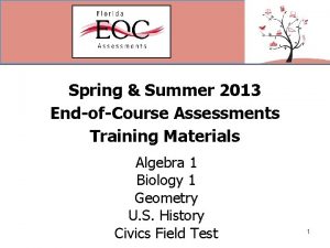 Spring Summer 2013 EndofCourse Assessments Training Materials Algebra