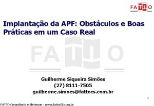 Implantao da APF Obstculos e Boas Prticas em