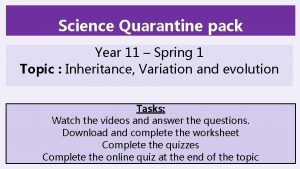 Science Quarantine pack Year 11 Spring 1 Topic