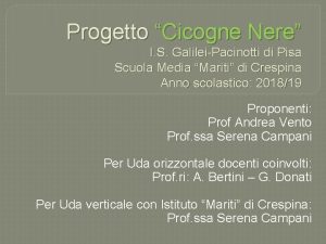 Progetto Cicogne Nere I S GalileiPacinotti di Pisa