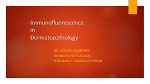 Immunofluorescence in Dermatopathology DR AZADEH RAKHHAN DERMATOPATHOLOGIST SHOHADAETAJRISH