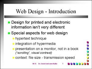 Web Design Introduction Design for printed and electronic