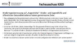 Fachausschuss KJGD Kindertagesbetreuung auf Augenhhe Kinder und Jugendhilfe