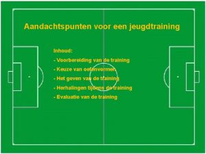 Aandachtspunten voor een jeugdtraining Inhoud Voorbereiding van de