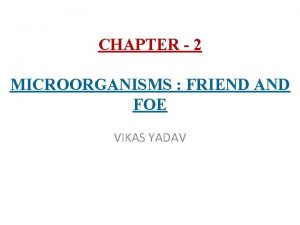 CHAPTER 2 MICROORGANISMS FRIEND AND FOE VIKAS YADAV