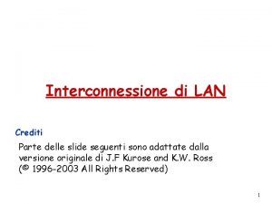 Interconnessione di LAN Crediti Parte delle slide seguenti