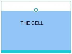 THE CELL Cell Organelle 1 Plasma membrane plasmalemma