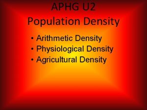APHG U 2 Population Density Arithmetic Density Physiological