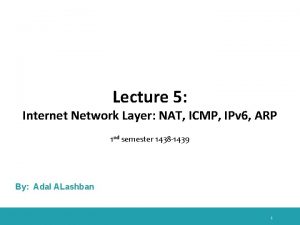 Lecture 5 Internet Network Layer NAT ICMP IPv