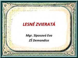 LESN ZVIERAT Mgr Siposov Eva Z Demandice JELE