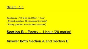 Unit 1 Section A Of Mice and Men