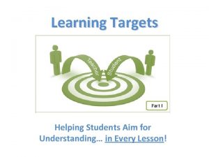 Learning Targets Part I Helping Students Aim for