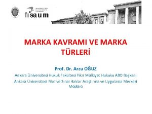 MARKA KAVRAMI VE MARKA TRLER Prof Dr Arzu