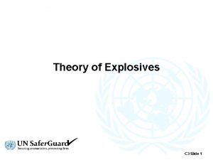 Theory of Explosives C 3 Slide 1 Explosives