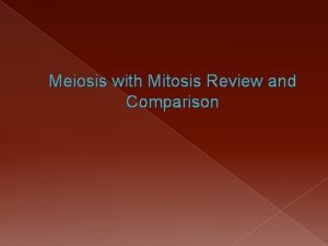 Meiosis with Mitosis Review and Comparison Mitosis asexual