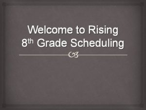 Welcome to Rising th 8 Grade Scheduling What