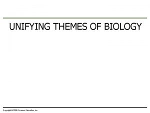 UNIFYING THEMES OF BIOLOGY Copyright 2009 Pearson Education