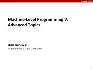 Carnegie Mellon MachineLevel Programming V Advanced Topics Slides