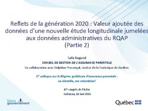 Reflets de la gnration 2020 Valeur ajoute des