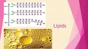 Lipids Lipids the Low Down Composed of carbon