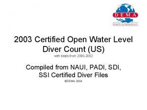 2003 Certified Open Water Level Diver Count US