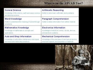 What is on the ASVAB Test General Science