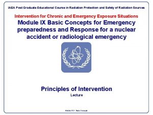 IAEA Post Graduate Educational Course in Radiation Protection