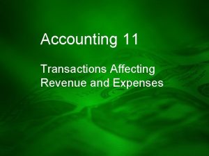 Accounting 11 Transactions Affecting Revenue and Expenses July