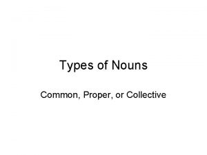 Types of Nouns Common Proper or Collective Common