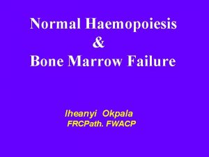 Normal Haemopoiesis Bone Marrow Failure Iheanyi Okpala FRCPath