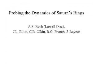 Probing the Dynamics of Saturns Rings A S
