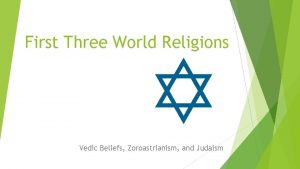 First Three World Religions Vedic Beliefs Zoroastrianism and