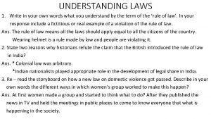 UNDERSTANDING LAWS 1 Write in your own words