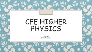 CFE HIGHER PHYSICS Unit 2 Particles and Waves