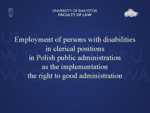 Employment of persons with disabilities in clerical positions